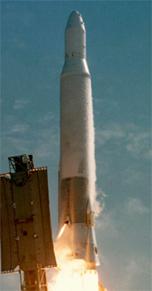 Atlas H rocket used for the Parcae 5A,B,C & MSD 5 space launch
