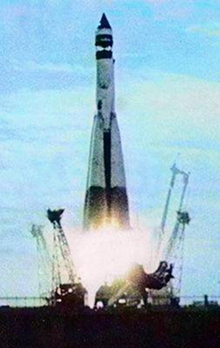 Vostok 8K72 rocket used for the Korabl'-Sputnik-1 space launch