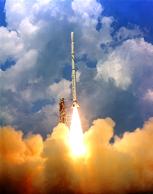 Scout A rocket used for the Transit-O 7 space launch